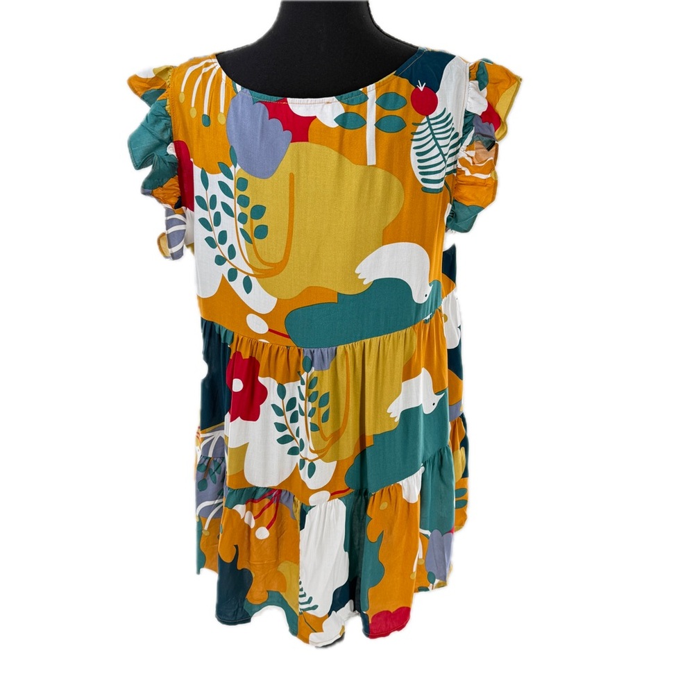 First Love by Lovelyn Colorful Floral Doves Tunic Top Blouse Size Medium - Picture 7 of 16